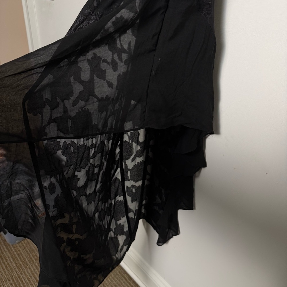 Urban Outfitters Tierra Chiffon Cowl Neck Asymmetrical Midi Black Dress Y2K M - Picture 11 of 15